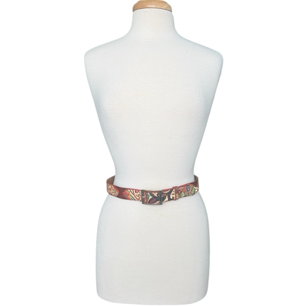 ETRO Parsley Multicolor Patterned Women's Leather Belt 34”
